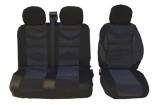 2+1 Universal Huse Scaune cu Suport lombar pentru Microbuze Negru Piele Textile