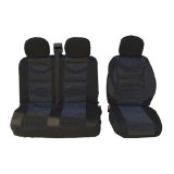 2+1 Universal Huse Scaune cu Suport lombar pentru Microbuze Negru Piele Textile
