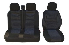 2+1 Universal Huse Scaune cu Suport lombar pentru Microbuze Negru Piele Textile