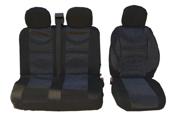 2+1 Universal Huse Scaune cu Suport lombar pentru Microbuze Negru Piele Textile