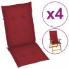Perne scaun de grădină, 4 buc., roșu vin, 120 x 50 x 3 cm