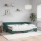 vidaXL Pat de zi cu extensie și saltele verde &icirc;nchis 80x200 cm catifea 3197790