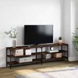 Comodă TV, stejar fumuriu, 180x30x50 cm lemn prelucrat și metal