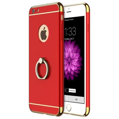 Pachet husa de protectie pentru iPhone 6+ Luxury Red Plated cu Inel de sustinere si folie gratis foto