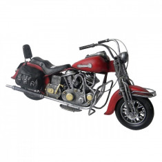 Macheta Motocicleta Retro din metal rosu 38 cm x 14 cm x 20 h foto