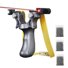 Set prastie plastic cu laser si set 300 bile 6 mm, 11.5 cm, cu boloboc, argintiu