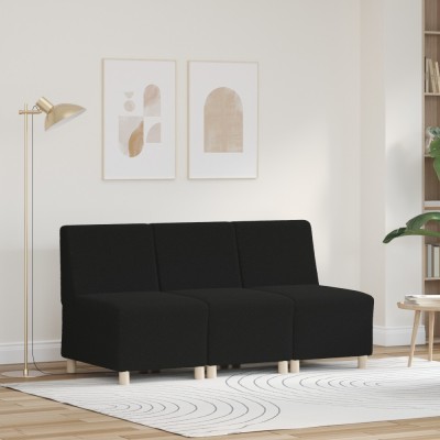 vidaXL Unitate Sofa Modulară Fără Brațe 3 pcs Negru 55 x 74 x 82 cm foto