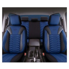 Set Huse Scaune Auto pentru Volvo S40 - Panda Paris, Albastru-Negru, 11 piese