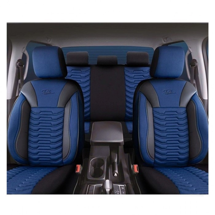 Set Huse Scaune Auto pentru Audi A3 - Panda Paris, Albastru-Negru, 11 piese