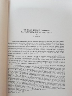 Un plan inedit privitor la Campania de la Prut (1711) - C. Serban foto