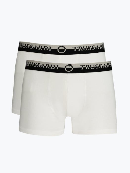 Set 2 perechi de boxeri barbati cu logo, Alb, M