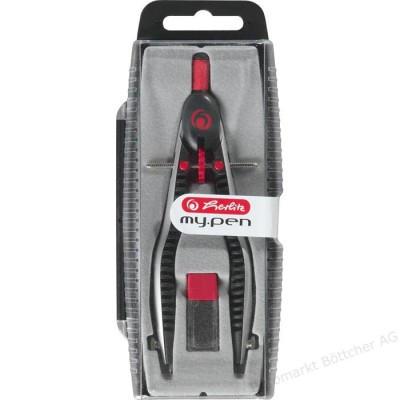 Compas My.Pen cu sistem setare rapida negru/gri Herlitz foto