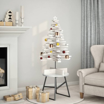 vidaXL Brad de Crăciun decorativ, alb, 100 cm, lemn de pin masiv foto