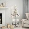 vidaXL Brad de Crăciun decorativ, alb, 100 cm, lemn de pin masiv