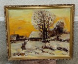 Peisaj de iarna semnat autor rom&acirc;n 72/61 cm
