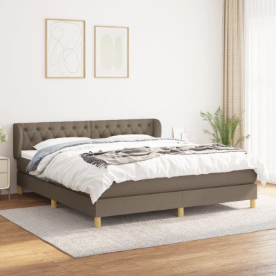 vidaXL Pat box spring cu saltea, gri taupe, 160x200 cm material textil 3127057 foto