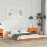 vidaXL Cadru de pat Maro ceruit 135 x 190 cm Lemn de brad