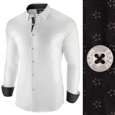 Camasa pentru barbati, alb negru, slim fit, casual - Business Class Extra foto