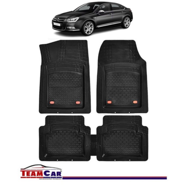 Covorase Auto TeamCar&reg; Tip Tavita Compatibile Citroen C5 II (2008-2017) Negru Material Rezistent