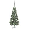 Brad Crăciun artificial pre-iluminat globuri/conuri pin 210 cm