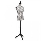 Bust Croitorie Feminin Negru cu Alb, Ajustabil 133-168cm, VidaXL - Manechin Profesional Design Vestimentar