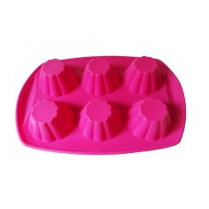 Forma silicon, Pentru prajituri, 6 cavitati, Roz, 29 cm, 343COF