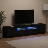 Cumpara ieftin Cabinet TV cu LED HOORN 3 buc. Negru Lemn prelucrat