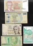 Set 5 bancnote de prin lume adunate (cele din imagini) #450, Europa