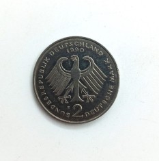 GERMANIA FEDERALA 2 mark 1990 ( F ) _ moneda Kurt Schumacher _km # 149 politica