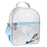 Ghiozdan Pisicuta Kitty pentru gradinita, 1 compartiment, gri cu bleu,20x9x25 cm