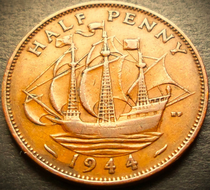 Moneda istorica HALF PENNY - Marea Britanie/ ANGLIA, anul 1944 * cod 5270