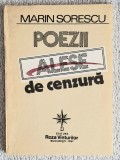Poezii alese de cenzura - Marin Sorescu Contine dedicatie si semnatura autorului.