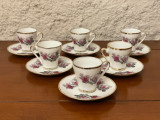 SUPERB SET DE 6 CESCUTE SI 6 FARFURII DIN PORTELAN FIN CHINEZESC ANII &#039;70