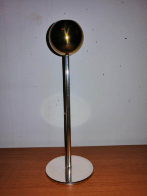 Suport lumanare metalica in forma de bila sfera glob auriu, suport argintiu foto