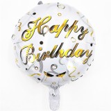 Balon din folie metalizata, flippy, mini figurina rotunda, model happy birthday, tema aniversare, 45 cm, ambalaj individual, pai inclus, umflare cu ae