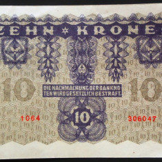 Bancnota istorica 10 COROANE - AUSTRO-UNGARIA, anul 1922 *cod 863 - seria 306047