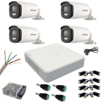 Sistem supraveghere Hikvision 4 camere 5MP ColorVu, Color noaptea 40m, DVR cu 4 canale 5MP, accesorii incluse SafetyGuard Surveillance foto