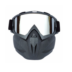 Masca protectie fata, plastic dur + ochelari ski, lentila argintie, MCMFA01