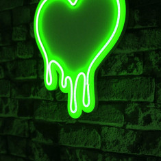 Decoratiune luminoasa LED, Melting Heart, Benzi flexibile de neon, DC 12 V, Verde