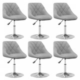 VidaXL Scaune de sufragerie pivotante 6 buc, gri deschis, catifea 3088769