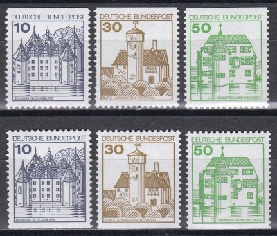 Germania 1990 - Obiective Turistice, Nedantelate sus, respectiv jos, MNH foto