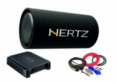 Pachet Subwoofer auto Hertz DST 30.3B + Amplificator Hertz HCP 2 + kit de cabluri complet foto