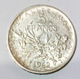 FRANTA 5 FRANCI 1962 ARGINT STARE UNC