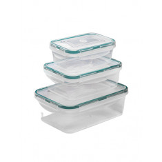 Set Cutii Alimentare Dreptunghiulare Lia, Sterk, Plastic, Transparente, 1.47l + 0.83l + 0.44l