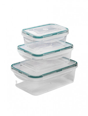 Set Cutii Alimentare Dreptunghiulare Lia, Sterk, Plastic, Transparente, 1.47l + 0.83l + 0.44l foto