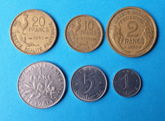 Moneda veche Franta Lot x 6 piese valori diferite ani diferiti ( 1933-1961) foto