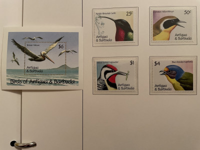 Antigua - Serie timbre pasari, fauna nestampilate MNH foto