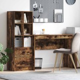 vidaXL Birou cu spațiu de depozitare cu sertar 2 pcs Stejar fumuriu 3337333