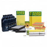 Pachet Revizie Filtru Aer + Polen + Ulei + Combustibil Mann Filter + Ulei Motor Bmw Twin Power Turbo 5W-30 10L Bmw Seria 7 E65, E66, E67 2001-2009 740, Mann-Filter