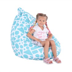 Fotoliu tip sac din textil alb turcoaz Teldin 75x75x110 cm